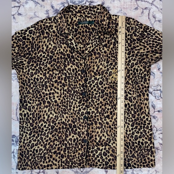 Lauren Ralph Lauren Long Sleeve Notch Collar Long Pant Leopard Print Pajama Set - Picture 7 of 13